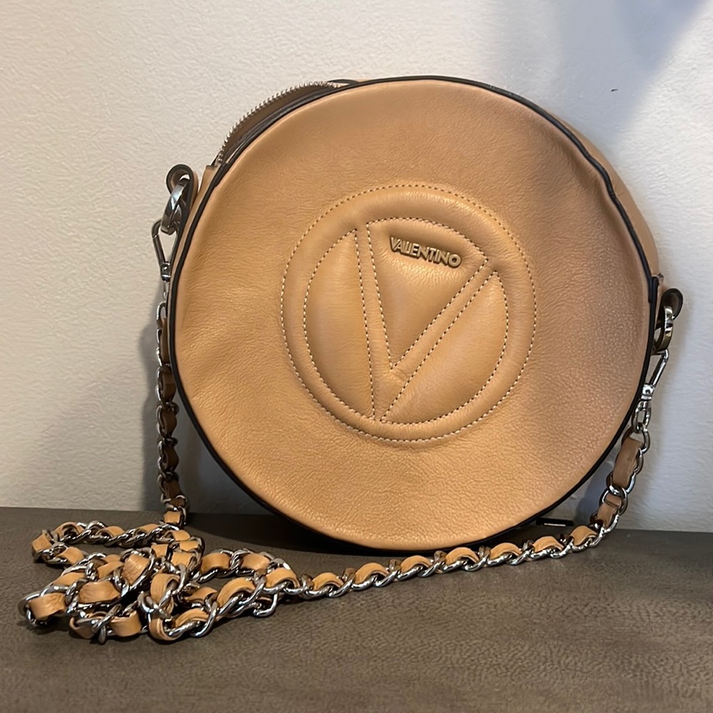 Valentino Tan Round Leather Crossbody Bag